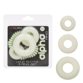 ALPHA GLOW-IN-THE-DARK LIQUID SILICONE 3 RING SET